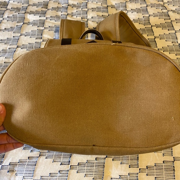 Vintage khaki canvas and pleather backpack - Picture 5 of 8